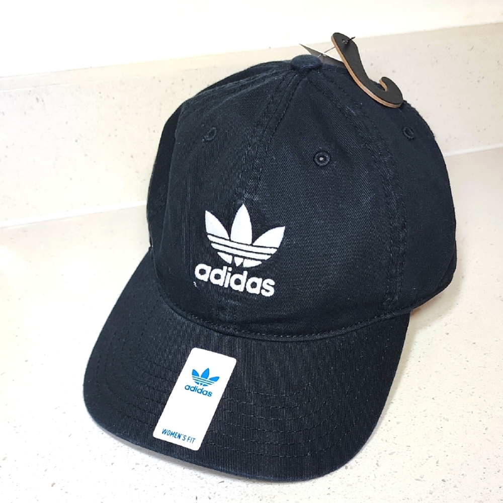 Adidas Black Cap with White Logo Women's Fit. 100% Cotton.New With Tag